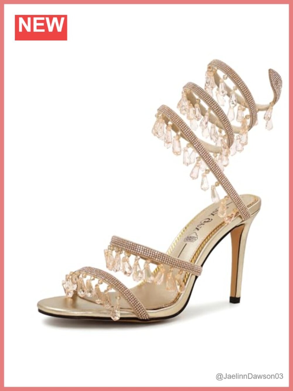 Women's Sparkly Rhinestone Stiletto Heels Ankle Wrap Crystal Pendant Party